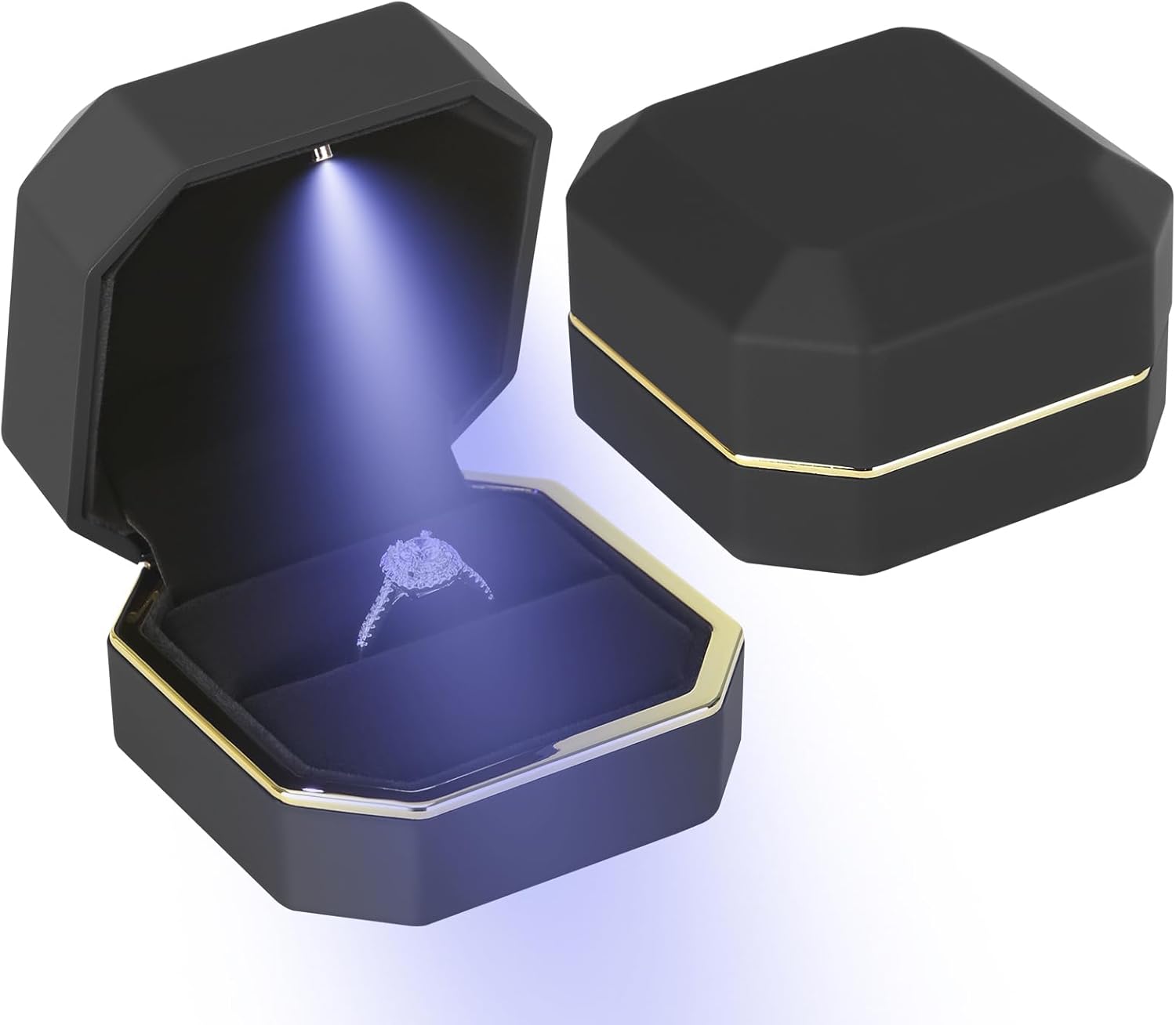 2026 Fashion Luxury Black OEM ODM Customized Brand Logo LED Jewelry Box Ring Box Box Light Jewelry Packaging