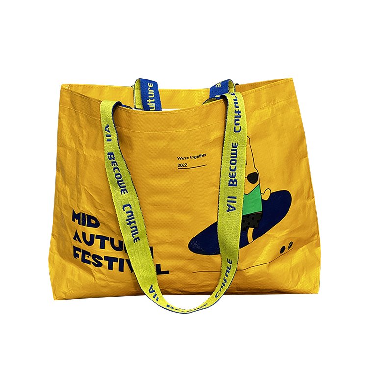 Environmentally friendly waterproof Pp woven shopping bag, recyclable laminated Pp woven tote bag
