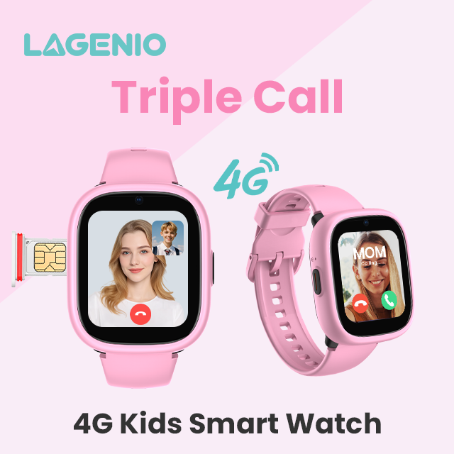 LAGENTIO Fashion 4G Children's Smart Watch SIM Card 1.7-inch IPS Color Touch Screen Video Call SOS GPS LBS FCC Children's Smart Watch