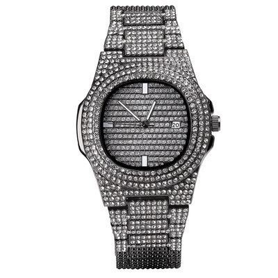 OEM ODM Top Brand Luxury Bling Quartz Square Men Watch Relojes Hip Hop Gold Full Diamond Iced Out Watch