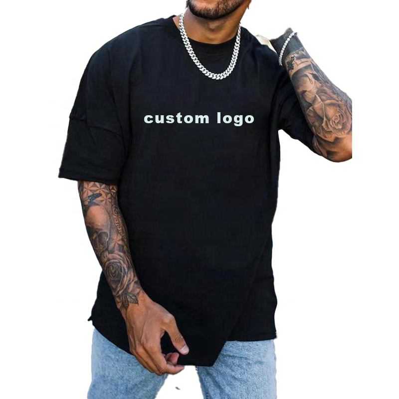 Customized logo, blank streetwear, oversized shoulder drop, customized high-quality printed heavy-duty men's t-shirt