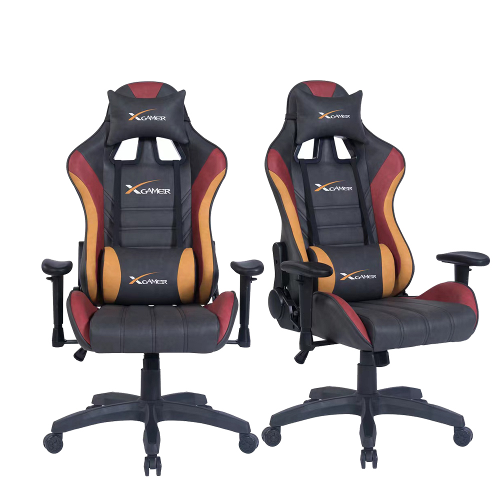 Anji factory ergonomic steel frame synthetic leather reclining game chair, head pillow, rotatable, with cooling function, bearing 500 pounds
