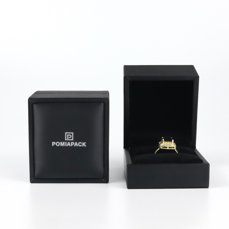 2023 Wholesale Luxury Minimum Order Quantity Customization Logo PU Leather Black Single Ring Box