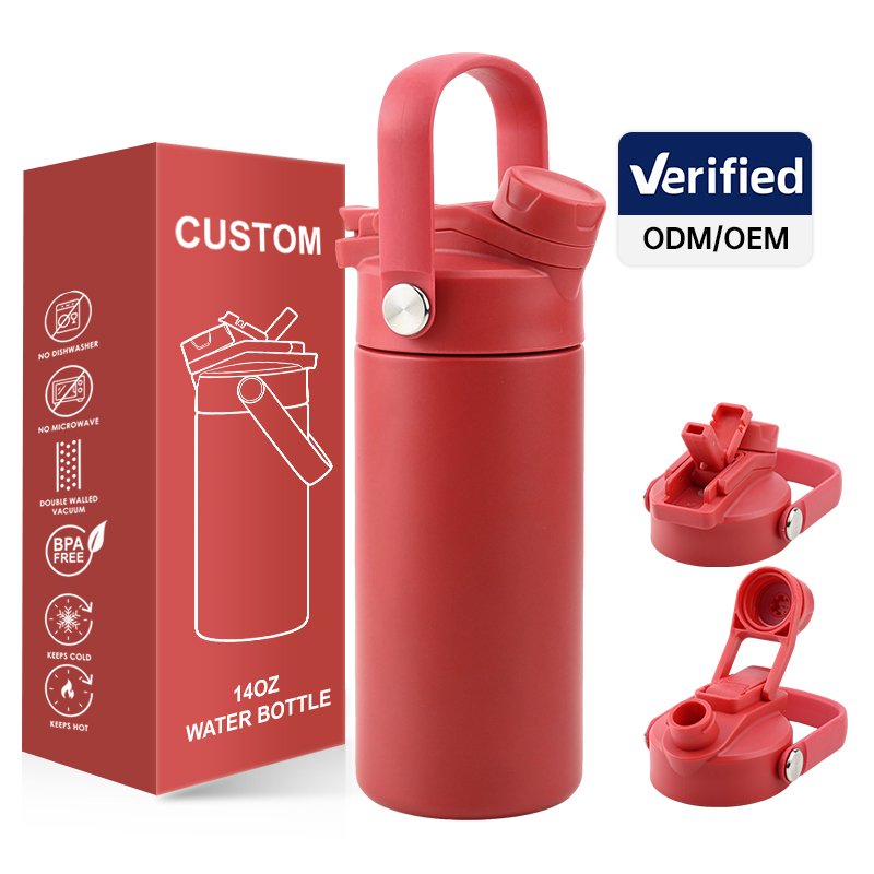 BPA free 14 ounce children's thermos with custom logo, stainless steel vacuum thermos with custom packaging, suitable for school gifts